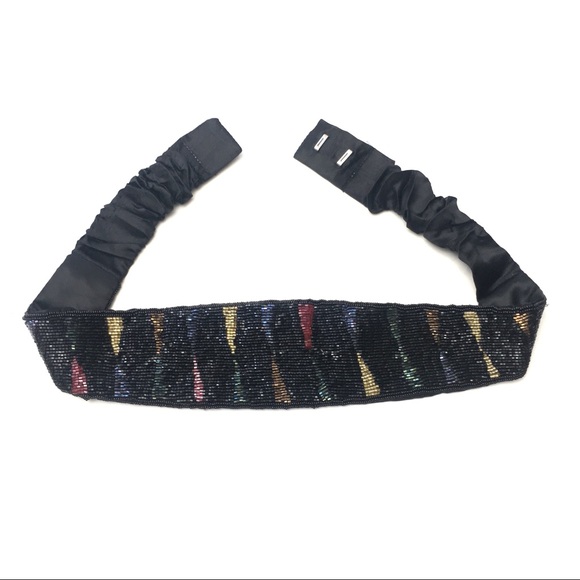 Vintage Colorful Beaded Stretch Waist Belt Large - Picture 2 of 5